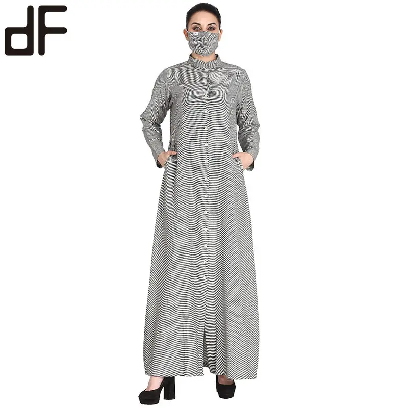 islamic clothing wholesale muslim malaysian cardigan robe shirt long sleeve open abaya with pockets cotton dress