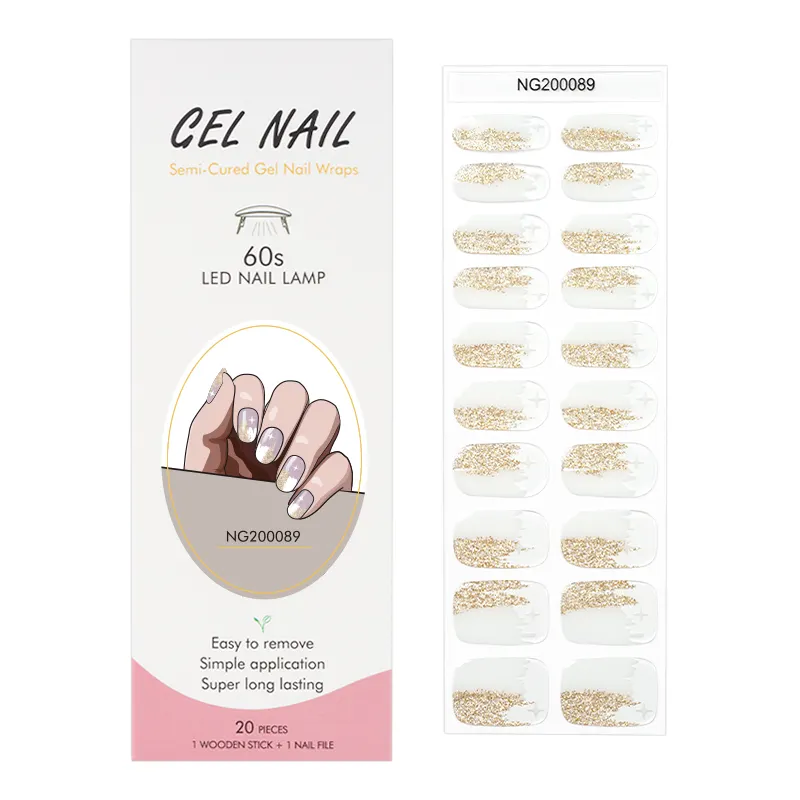 Huizi Nhà Máy Bán Buôn Nail Art Bán Chữa Khỏi Tự Dính Gel Nail Polish Warps Sticker