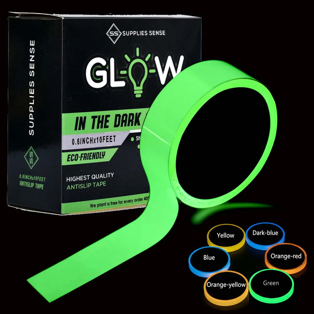 Waterproof photoluminescent/luminous duct tape stickers that glow in the dark are suitable for Halloween party costumes