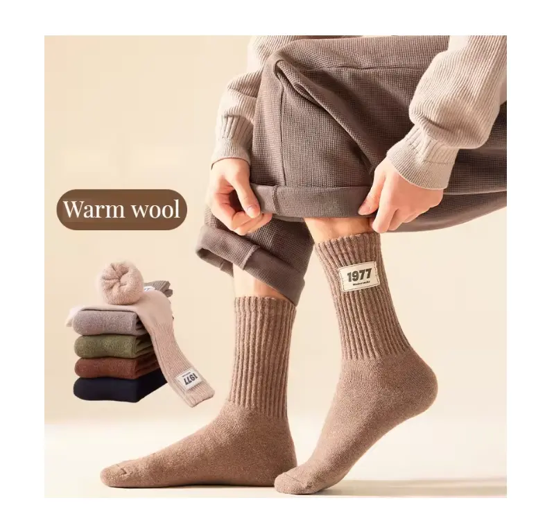 Merino kaus kaki tebal untuk pria wanita, kaos kaki hangat musim dingin tebal bahan wol untuk pria dan wanita