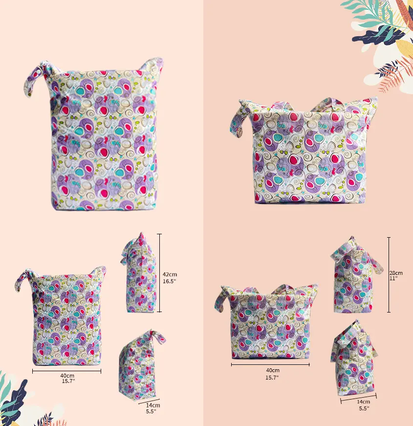 Customized size Print Foldable Reusable Shopping Folding mummy Bag With Handle