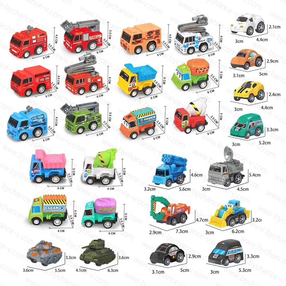 للبيع بالجملة سيارة سحب بلاستيكية صغيرة من بولي كلوريد الفينيل 2 بوصة للأطفال ألعاب كبسولات