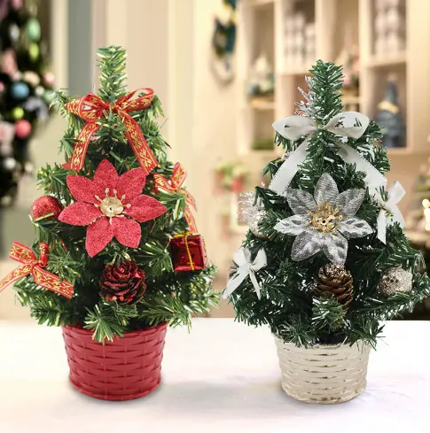 Venta al por mayor centro comercial ventana decoraciones plantas en maceta de interior simulan pequeño árbol de Navidad