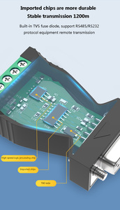 DTECH Pasivo RS232 a RS485 Convertidor industrial Interfaz RS232 Conectar DB9 Agujero Tipo Conector Velocidad de baudios 300-38400bps Interruptor - Product Image 3