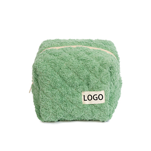Royal Fair Custom Portable Quilted Terry Cloth Cosmetic Bag with Logo Solid Color Cute Makeup <strong>Pouch</strong> Organizer - Product Image 3