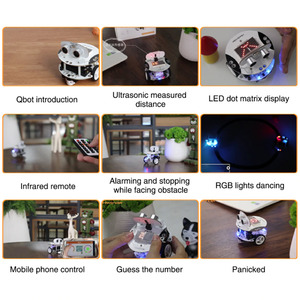 Coding Toy Robot Car Kit Qbot Educational Robot Remote Control Robot with <strong>Ultrasonic</strong> <strong>Sensor</strong> STEM