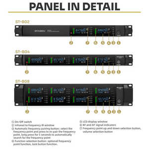 ST-808プロフェッショナル8チャンネルUHFハンドホールドダイナミックワイヤレスマイクシステム会議用教会パフォーマンスステージ家庭用 - Product Image 2