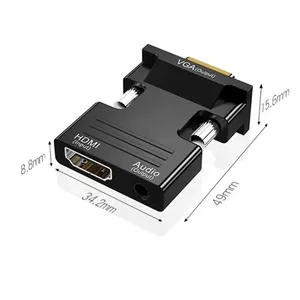 <strong>HDMI</strong> to VGA Adapter With Audio <strong>HDMI</strong> Compatible Converter 1080P <strong>HDMI</strong> Female <strong>Input</strong> to VGA Male Audio <strong>Output</strong> Adapter Plug Play