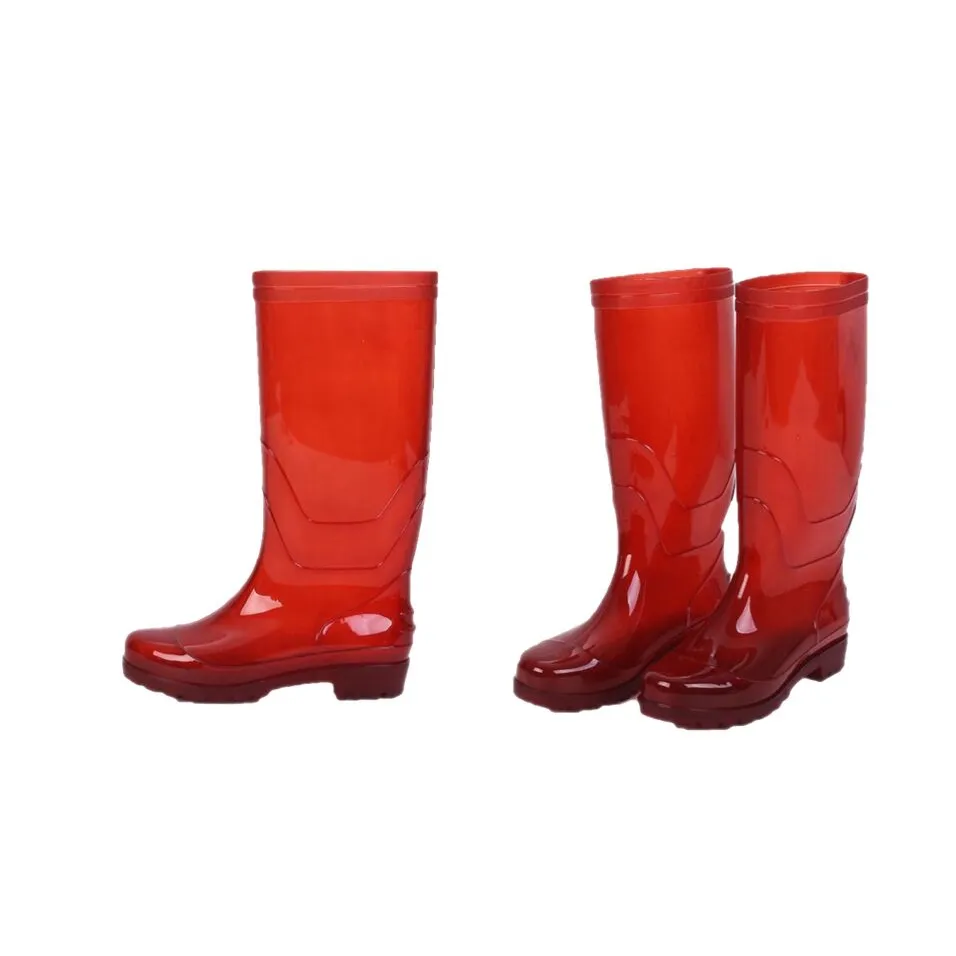 Vermelho pvc china à prova d' água mais recente produção preço de fábrica impressão colorido botas de chuva