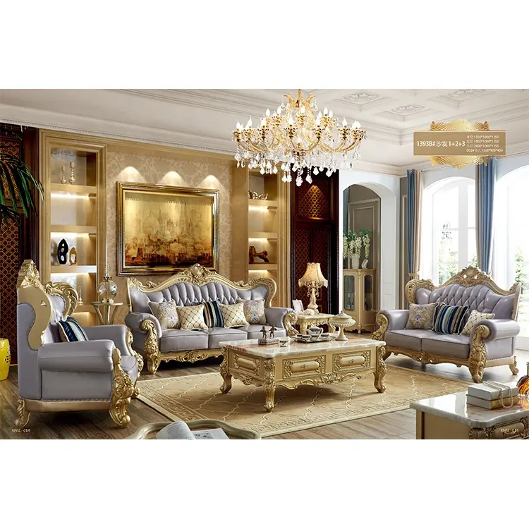 Fonte de fábrica preço atrativo novo luxo clássico sofá 4 conjunto sala de estar móveis