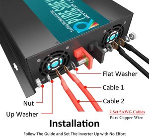 WZRELB 3000瓦纯正弦波功率逆变器3000 W 12V DC至110 120V AC，带2个交流插座，用于紧急房车的液晶显示器 - Product Image 2