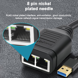 Doonjiey RJ45 <strong>Ethernet</strong> Splitter 1 to 2 Port Network Switch Adapter PVC Jacket 2 Female LAN Adapter Converter for Cat 5 5e 6 IPTV - Product Image 2