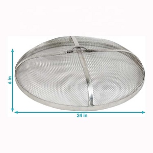 Heavy Metal Firepit Lid Duty <strong>Round</strong> Fire Pit Spark Screen with Mesh Screen and Handle for Outdoor <strong>Patio</strong> Backyard - Product Image 2