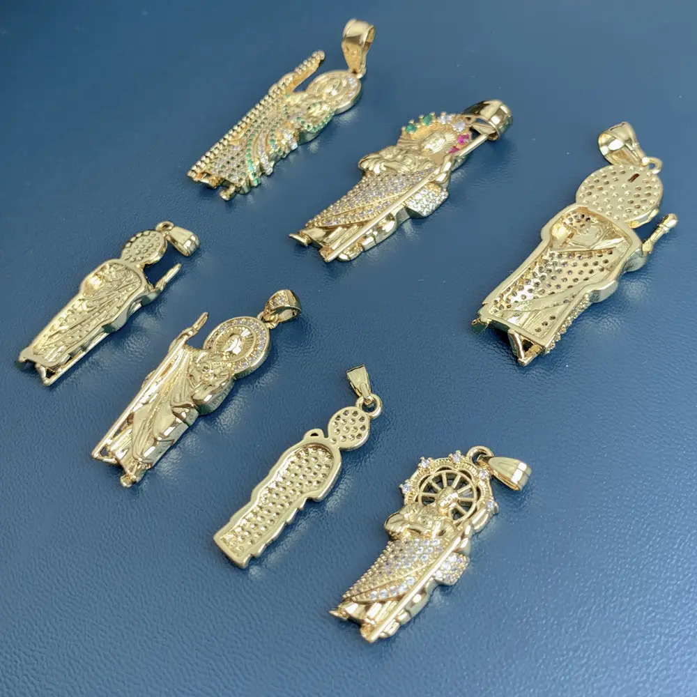 Novidade joia DIY peças banhada a ouro cobre pingente de colar estilo religioso Jesus acessórios