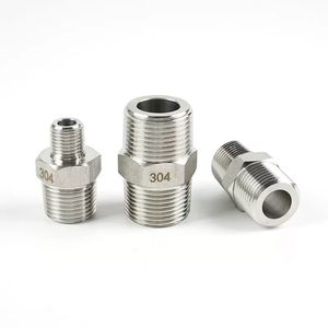 304不锈钢1/8 “1/4” 3/8 “1/2” BSP NPT六角奶嘴高压3000 psi螺纹六角减少奶嘴管件 - Product Image 1