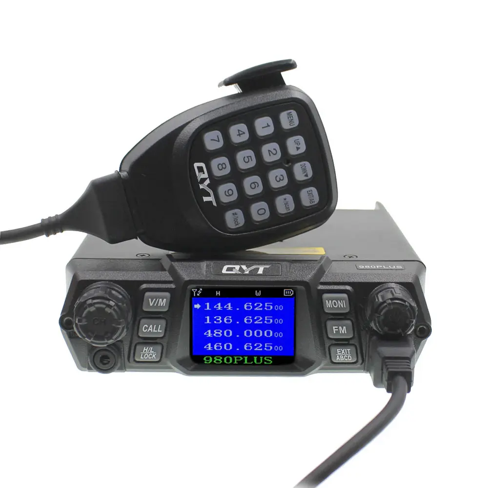 QYT de banda Dual Quad espera Base de Radio móvil KT-980PLUS 75W(VHF)/55W(UHF) aficionados transceptor de Radio de coche jamón KT980PLUS