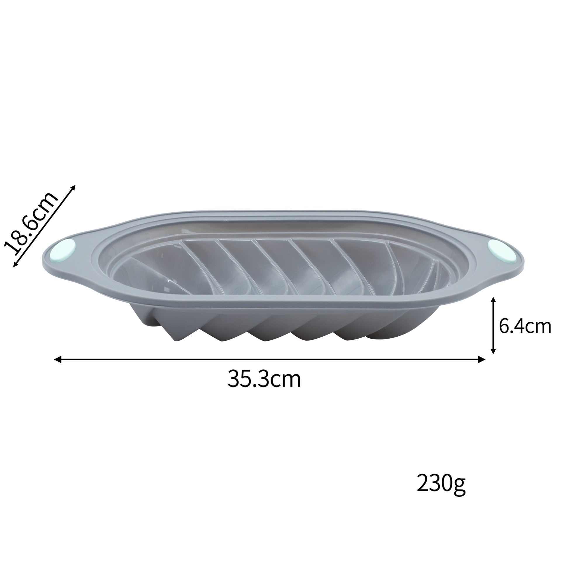 Molde para tostadas de hilo grande con marco duro de dos tonos de 6 tazas, gris claro