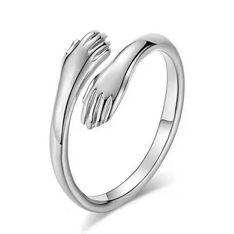 Ehering 925 Sterling Silber verstellbare offene Liebes hand ringe veränderbare personal isierte Paar Finger Umarmung sring