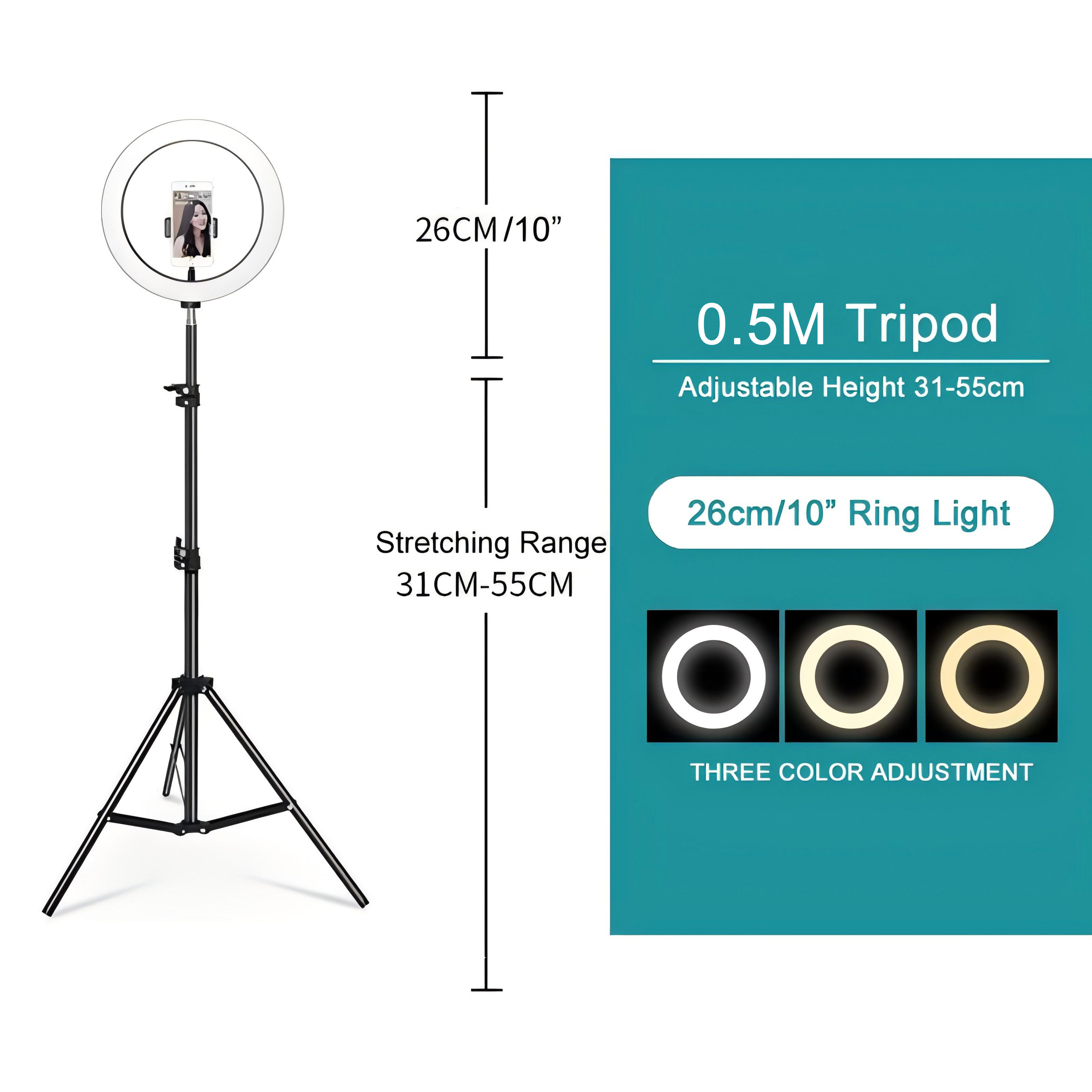 Trépied 0,5M + anneau lumineux 10"
