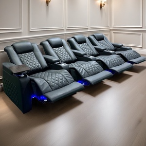 Moderner Single Home Theater Stuhl Echtes Leder Power Recliner Schlafs ofa mit verstellbarer Kopfstütze & Getränke halter für Wohnzimmer - Product Image 1