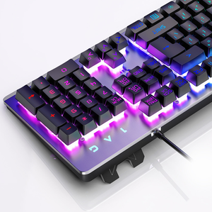 デスクトップノートブック用のメカニカルフェリングゲーミングキーボードを備えたレインボーマーキーバックライト付き吊り下げキーキャップ付き音声コントロールキーボード - Product Image 4