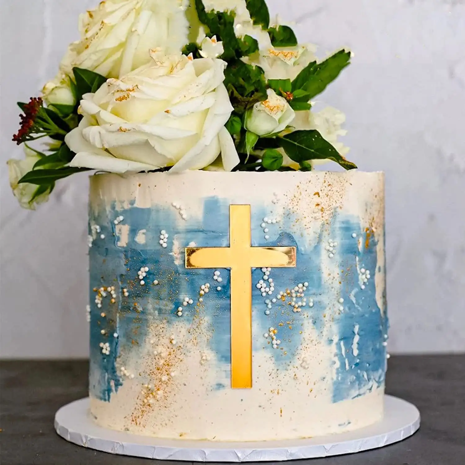 Зеркало Золотое акриловое украшение для торта для детского крещения