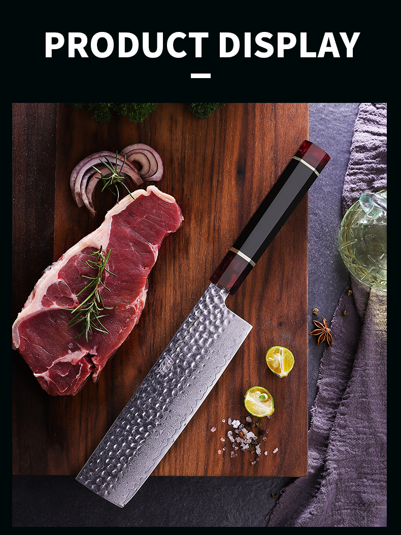 FINDKING Eternity Series 7 Inch Japanese Nakiri Knife 9Cr18MoV 67 Layers Damascus Steel Blade Resin Handle Kitchen Chef Knife