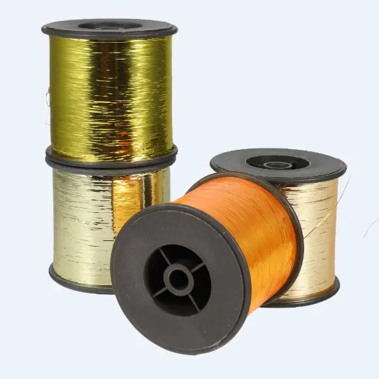 Chine fils de Lurex de haute qualité or argent coloré fil métallique de type M pour tisser un filament métallique plat de type M