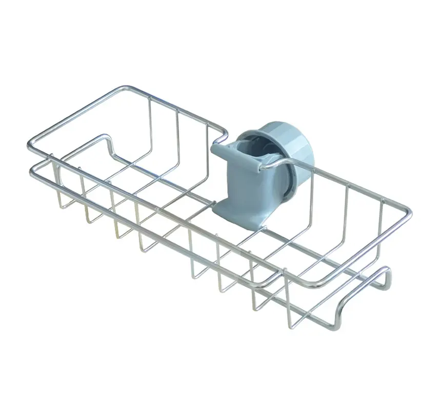 Stainless Steel 304 Sink Hanging Punch Faucet Storage Bathroom Hollow Out Shelves Tap Hanging Storage Rack