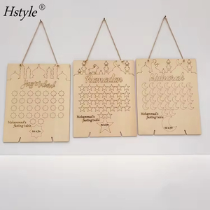 Hstyle Eid Mubarak木製ペンダントラマダンアドベントカレンダー落書きの壁吊り下げまたは卓上ディスプレイの家の装飾のための30日