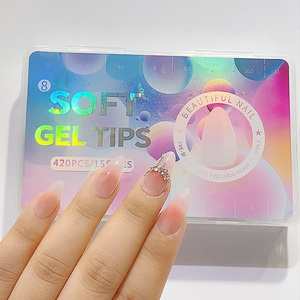 TSZS High Quality Full Coverage Clear Matte Nails <strong>Tip</strong> Acrylic Manicure Extension Tools Almond <strong>Shape</strong> Frosted Soft False Nail <strong>Tips</strong> - Product Image 4
