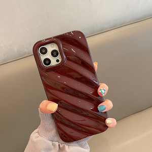 日本韓国インスソリッドカラー波プリーツ電話ケースApple用iPhone 14 Pro Max 11 13 12 14 Plus保護バックカバーシェル - Product Image 5
