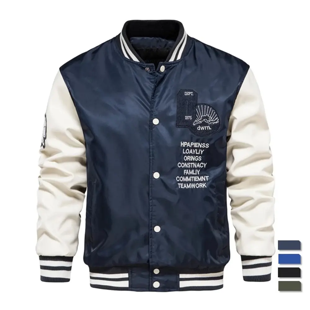 Jaqueta de algodão bomber bordada, letras uniforme de beisebol bordada masculina, outono, inverno, casaco fino de algodão