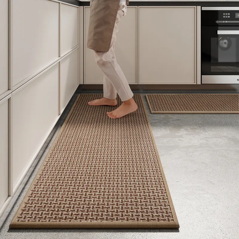 Tapis de sol de cuisine résistant à l'huile et imperméable, effaçable sans nettoyage, long tapis Absorption d'huile Absorber l'eau Tapis antidérapant et anti-salissures