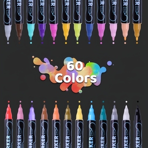 Giữ Nụ Cười 60 Màu Sắc Đôi Đầu Vòng Toe Tip Sơn Nghệ Thuật Dot Mực Acrylic Sơn Đánh Dấu Bút Bộ Quà Tặng - Product Image 4