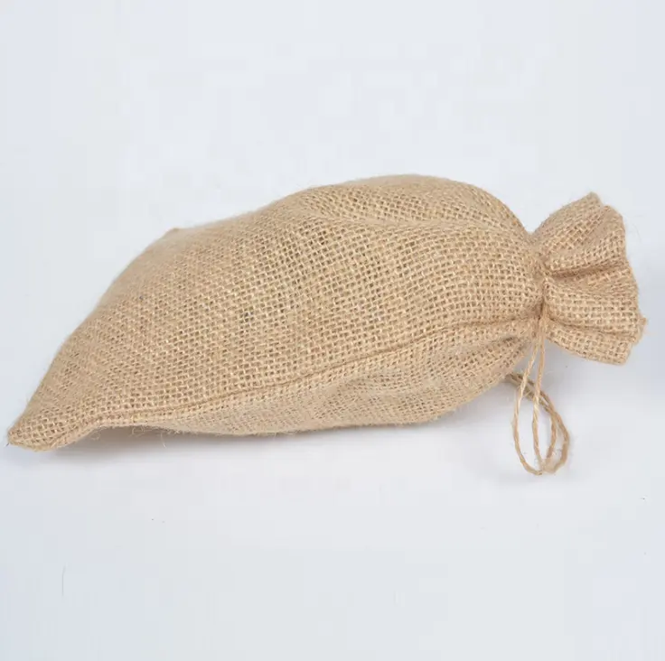 Piccola borsa riciclata di iuta con coulisse in tela di lino borsa regalo di natale con il tuo Logo