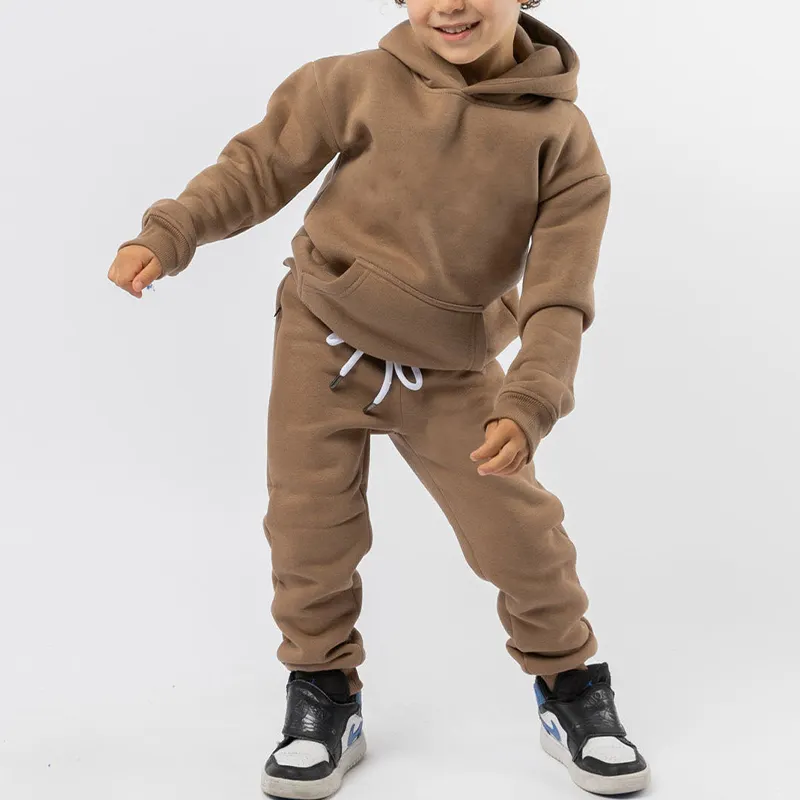 Biologische Bamboe Kinderen Hoodie Set Kids Jogger Sets Aanpassen Peuter Kleding Sets Eco Vriendelijke Jongen Kinderen Geborduurd Trainingspak