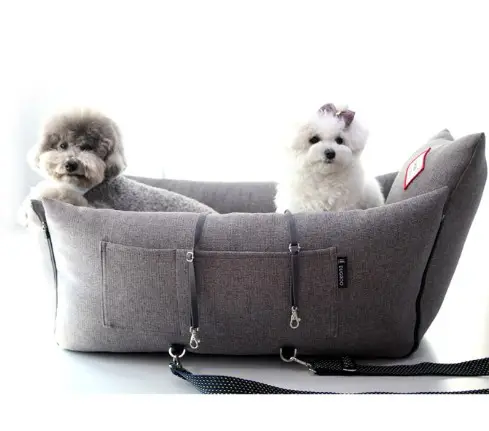 Multifunction Dog Car Seat, with Safe Belt and Dog Leash Inside. Open Zipper to be Sofa and Bed in House