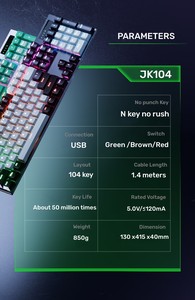 Fabrika satış Hot Swap RGB arkadan aydınlatmalı kablolu oyun klavyesi oyun masaüstü USB 2.0 ABS plastik çok tuşları ile yeni ürün - Product Image 6