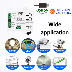RF433MHz <strong>Universal</strong> Wireless <strong>Remote</strong> <strong>Control</strong> Transmitter DC 12V 24V AC12-36V 2CH Receiver Relay for Garage Roll Shutter Door Light - Product Image 2