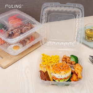 FULING 8x8 9x9 6x6 9x6 Inch clear Hinged Plastic pp Food Container Disposable Clamshell Take Out Container for Salad - Product Image 6