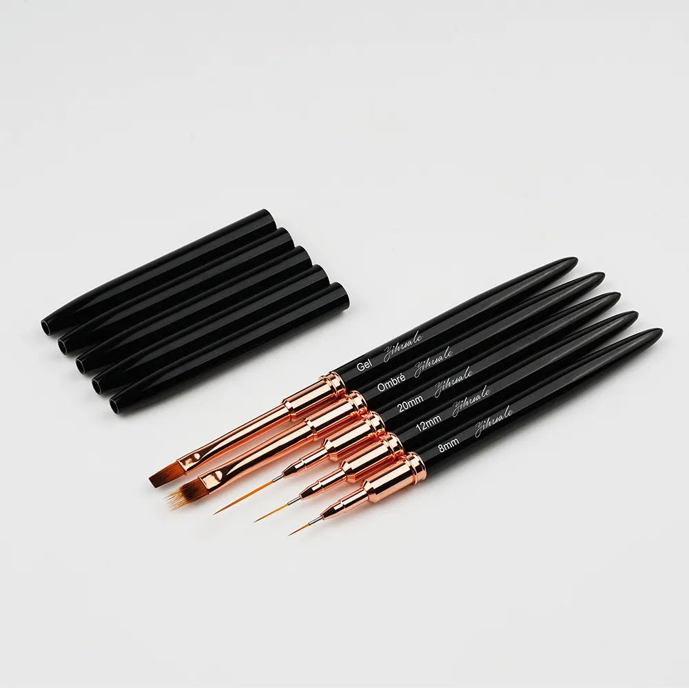 YIHUALE Wholesale metal aluminum ferrule Nail Brushes Premium french manicure nails brush Manufacturers nail art brushes liner