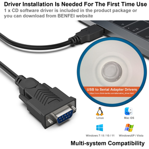 Personalizzare il metro da USB a seriale 1.8, da USB a RS-232 maschio (9 pin) cavo seriale DB9, Win1/10/8.1/8/7, Mac OS X 10.6 e superiore