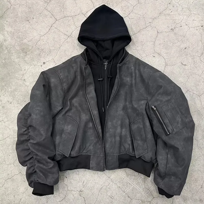 Custom 2023 winter high quality ma1 men's bomber jacket hombr hooded racing satin bomber jacket custom embroidered
