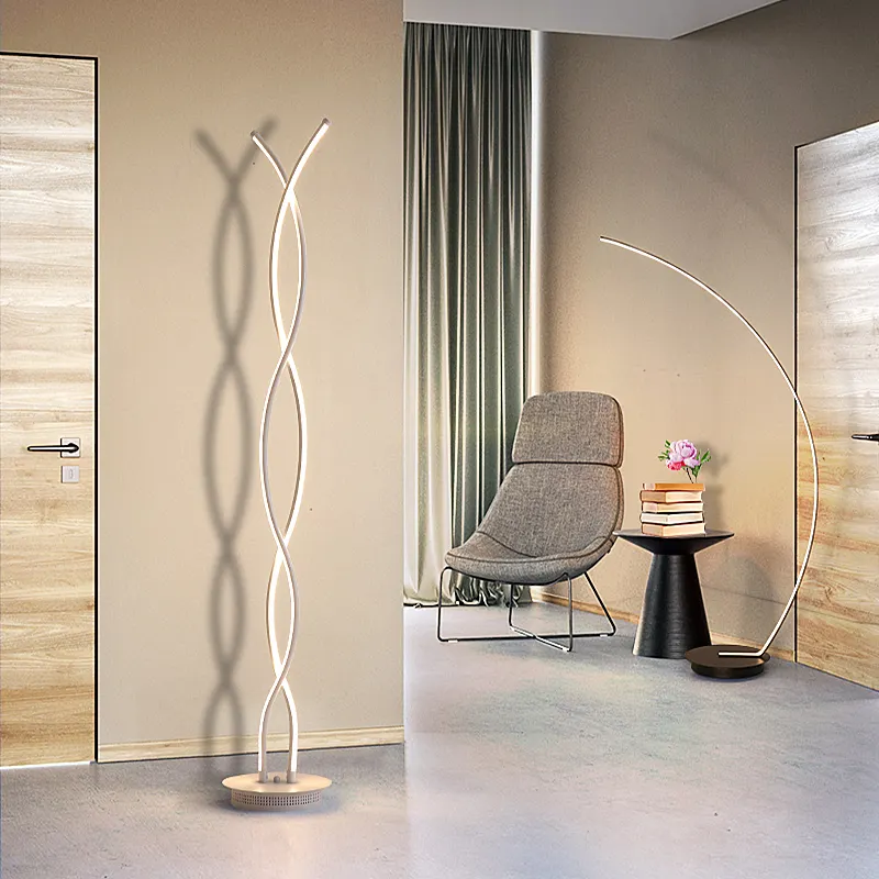 Modern vertical simple bedroom round base aluminum 360 led dimmer warmth minimalist floor lamp led standing lighting