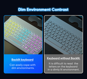 Teclado inalámbrico con ratón BT para tableta Android, IOS, Windows, retroiluminado, arcoíris, con ratón - Product Image 4