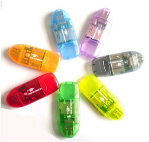 Lettore di schede USB all in 1 USB 2.0 Mini trasparente multifunzione CF TF SD XD MS adattatore per lettore di schede di memoria Multi-Card blu - Product Image 5