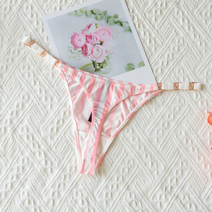 Bragas con Cinturón fino en forma de V, tangas sexis para mujer, Bikini cómodo con estampado de seda helada, Tanga de cintura baja - Product Image 5