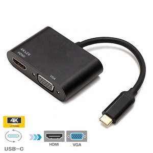 Support 4K <strong>USB</strong> 3.1 C Type <strong>Adapter</strong> <strong>to</strong> <strong>HDMI</strong> VGA 2 in 1 Converter Dongle - Product Image 1