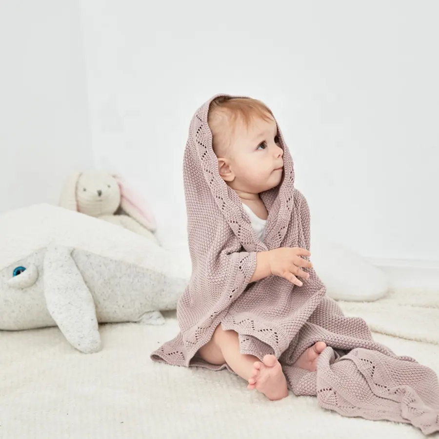 Ecologico Coperta Del Bambino In Maglia di Cotone Morbido Crochet Lavorato A Maglia Coperta del bambino Appena Nato per la Fotografia Neonato Puntello della Foto di Tiro Coperta Del Bambino